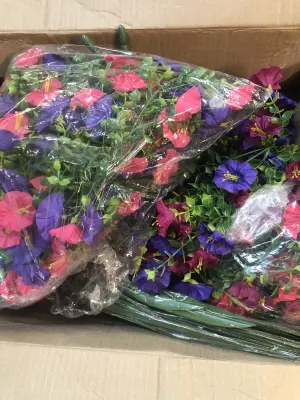 Box of artificial flowers