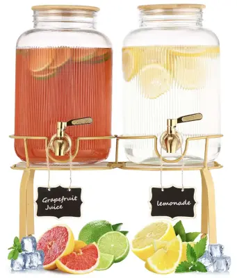 Glass gallon drink dispenser