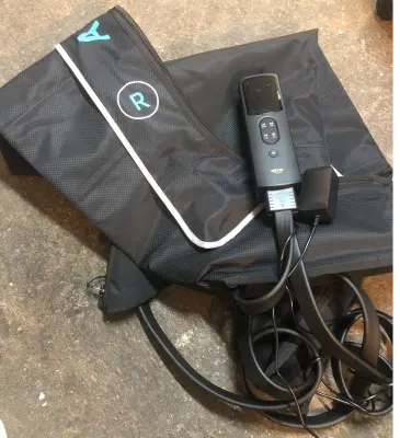 All joy leg compression machine comes on
