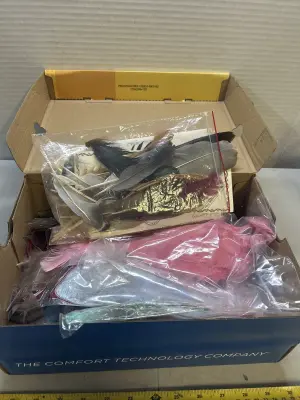box of craft feathers