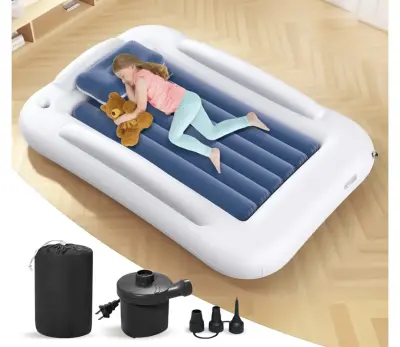 Toddler travel bed inflatable with pump as is similar to image