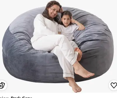 Dark grey 3ft memory foam filled bean bag similar to image