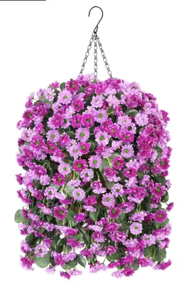Double lotus hanging artificial flower basket