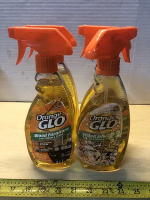 4 bottles 16oz some spilled orange glo wood polish