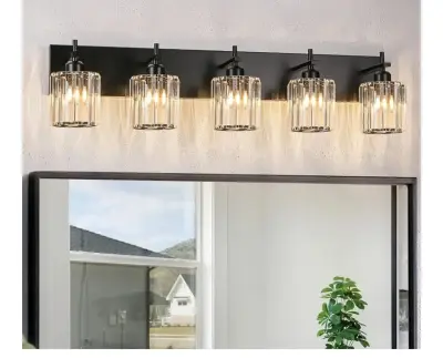 Black crystal bathroom vanity light similar to image