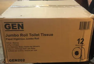 12 rolls Gen jumbo roll toilet tissue