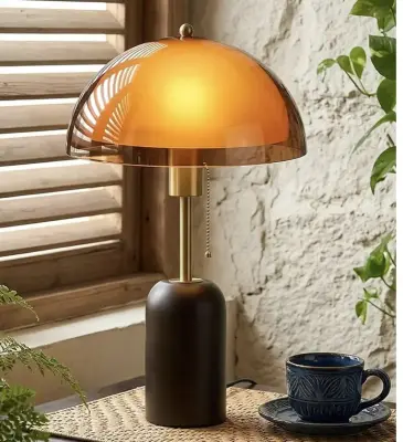 Orange double layer mushroom table lamp similar to image