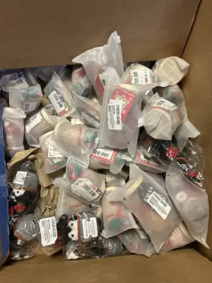 lot of pocket stuffed animals with notes