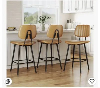 Raynesys upholstered bar stools set of 3  24” similar to image
