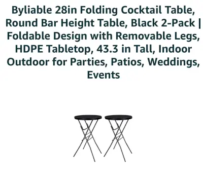 2pc round cocktail folding tables similar to image