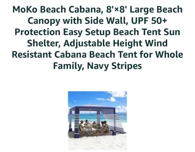 8x8 large beach canopy similar to image