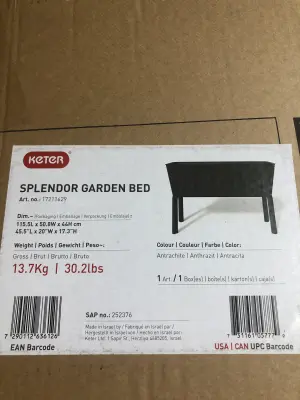 Keter splendor garden bed 45.5”Lx20”Wx17.3”H