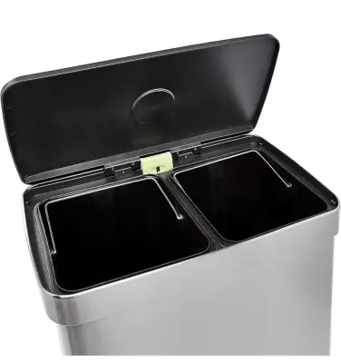 Amazon basics rectangular recycling trash can with two compartments 16 gallon similar to image