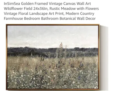 Gold framed nature image wall decor 24”x36”