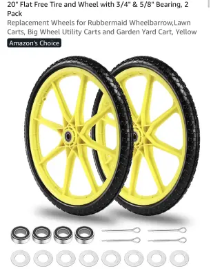 2pc 20” flat free tire and wheels similar to image