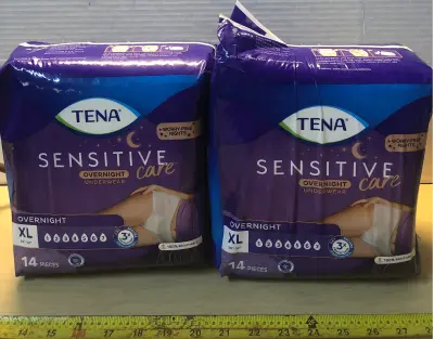 2 bags Tena sensitive overnight underwear XL 14 each
