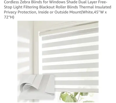 45”x72” zebra cordless blinds similar to image