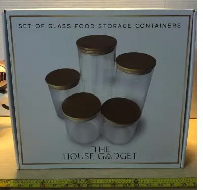 5pc set of glass food storage containers