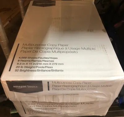 Amazon basics multipurpose copy paper 4,000 sheets