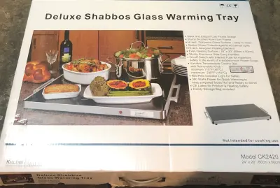 24”x20” Deluxe Shabbos glass warming tray