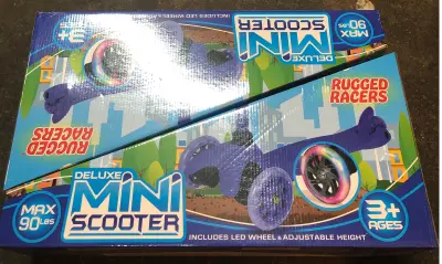 2 boxes rugged racers deluxe mini scooters