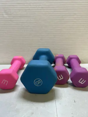variety dumbells used, stained needs cleaned