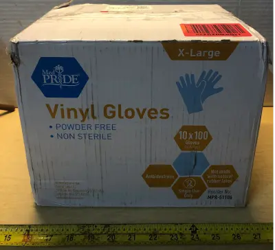 MedPride xl vinyl gloves powder free