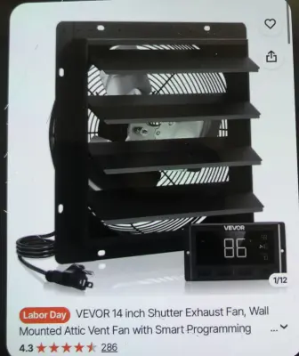 Vevor shutter exhaust fan similar to image