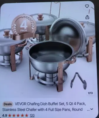 Vevor chafing dish similar to image