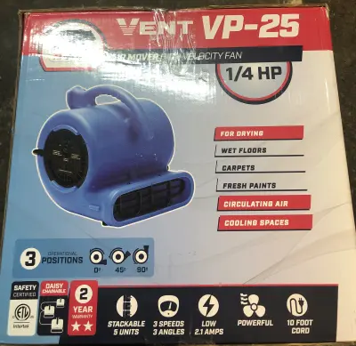 B-Air vent Bo-25 1/4hp air mover high velocity fan works