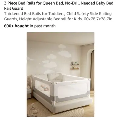 Oneya Baby bed rails for toddler fits queen bed similar to image