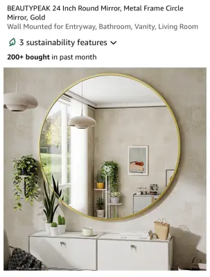 24” round wall mirror similar to image