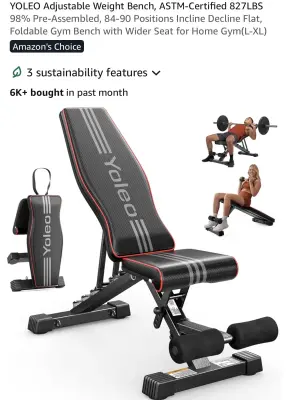 Yoleo adjustable weight bench similar to image
